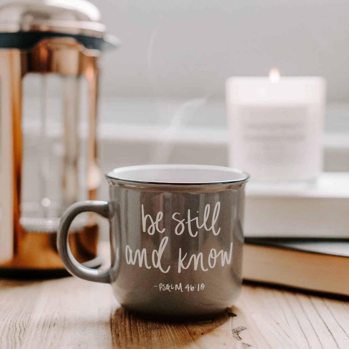 Be Still and Know - Grey Campfire Coffee Mug - 16 oz