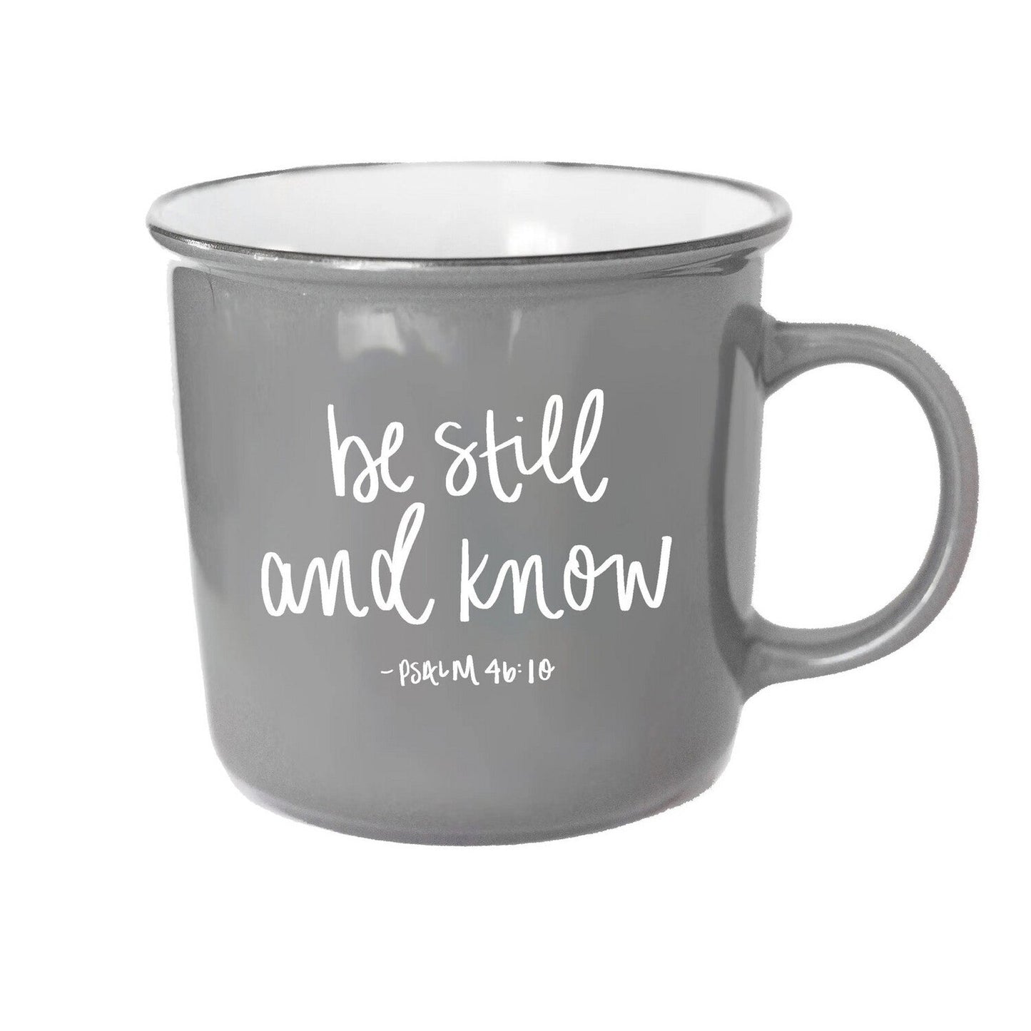 Be Still and Know - Grey Campfire Coffee Mug - 16 oz