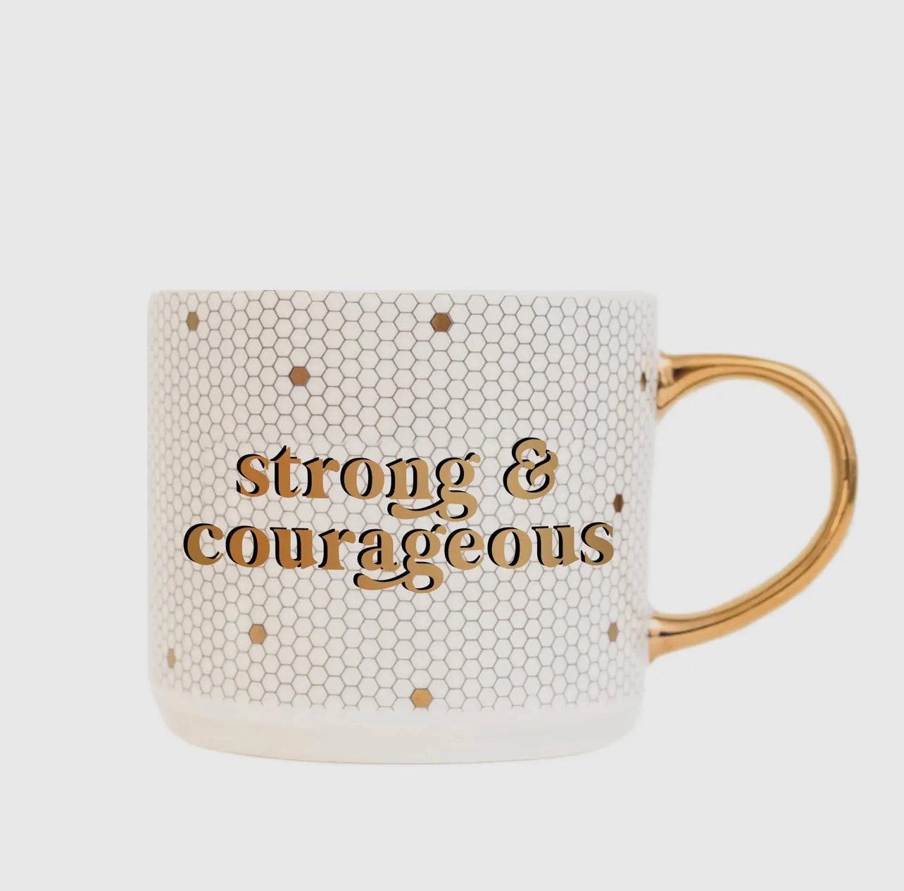 Strong and Courageous Gold Tile Coffee Mug