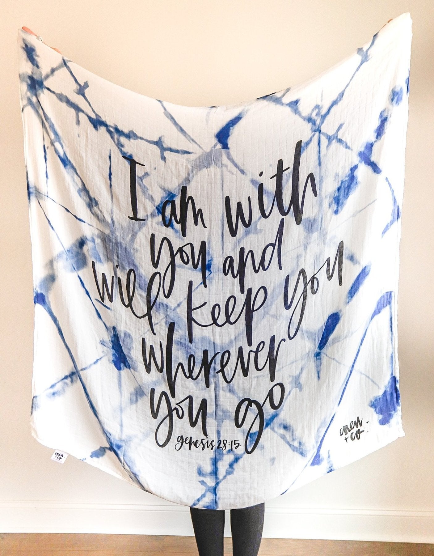 'I Am With You Wherever You Go' Muslin Blanket